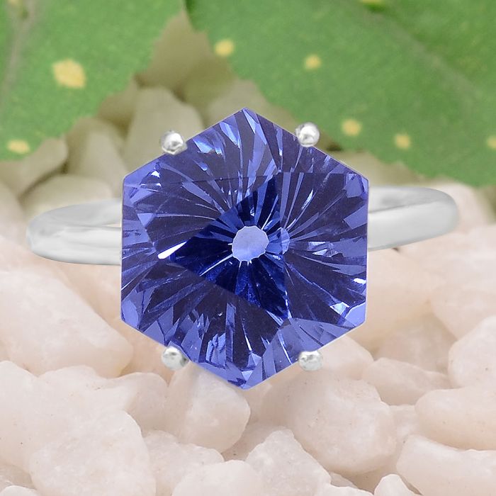 Lab Created Tanzanite Ring Size-8.5 DGR1096_A, 12x12 mm