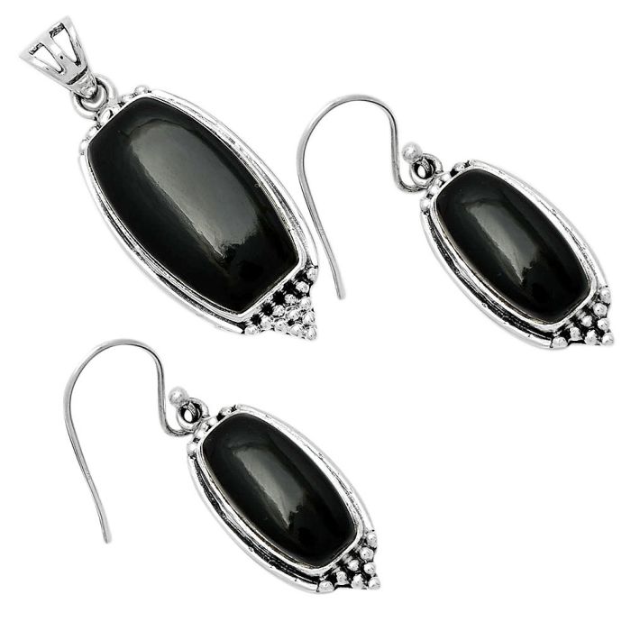 Black Onyx - Brazil Pendant Earrings Set DGT01039 T-1007