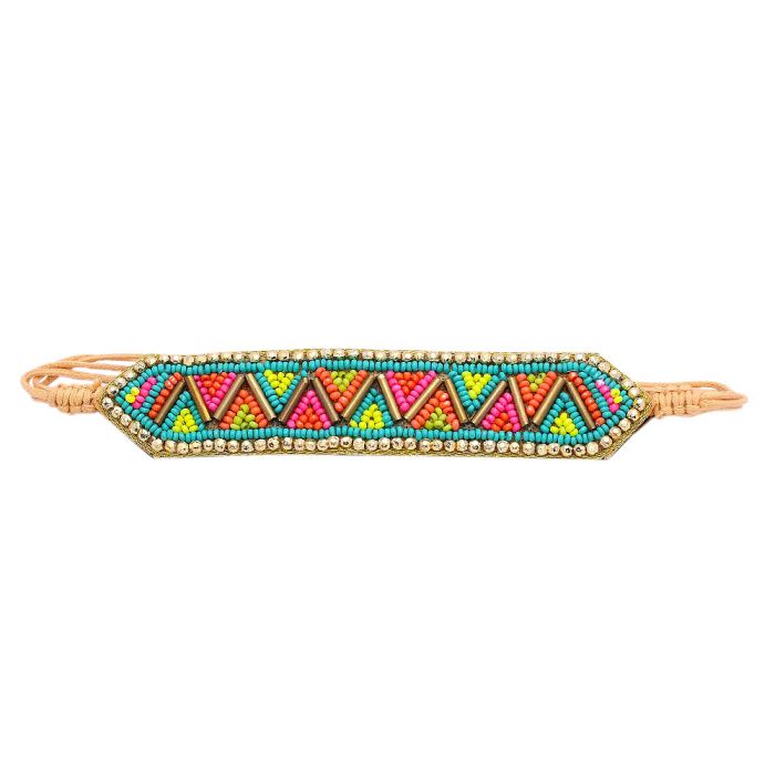 Handmade Colorful Bohemian Boho Seed Bead Loom Bracelet, Ethnic Large Cuff Bracelets For Women FBR1001
