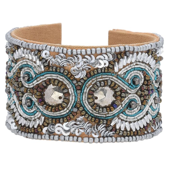 Handmade Colorful Bohemian Boho Seed Bead Loom Bracelet, Ethnic Large Cuff Bracelets For Women FBR1007