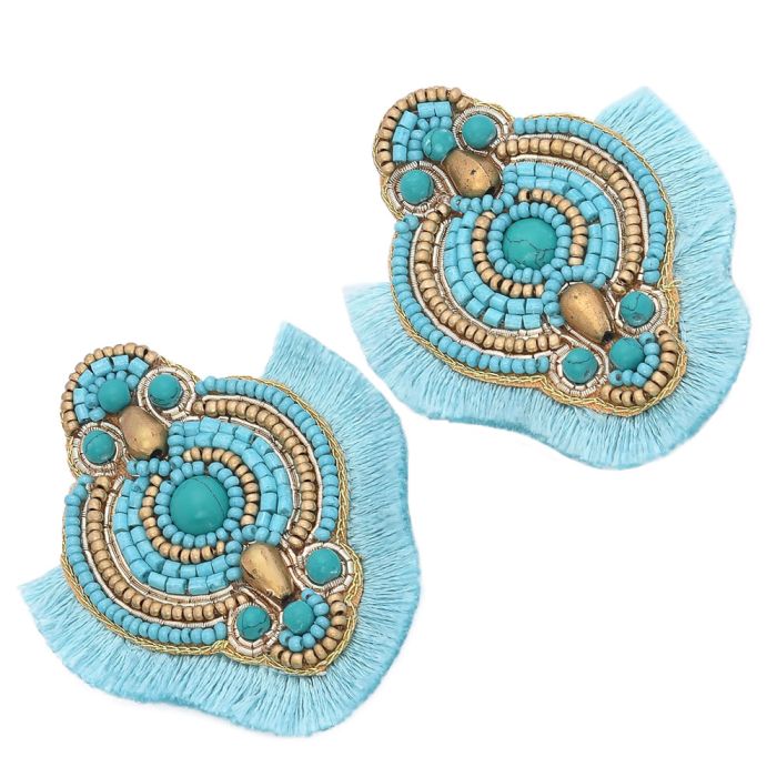 Handmade Colorful Beaded Earrings,Hoop Dangle Earrings, Bohemia Boho Tassel Earrings FER1003