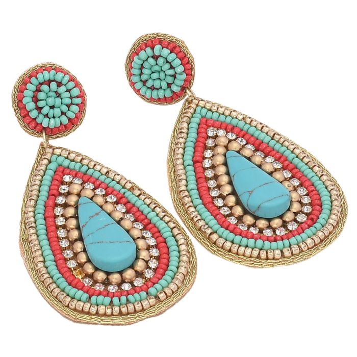 Handmade Colorful Beaded Earrings,Hoop Dangle Earrings, Bohemia Boho Tassel Earrings FER1007