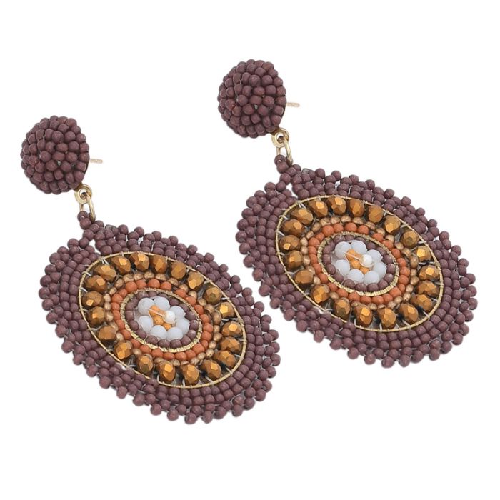 Handmade Colorful Beaded Earrings,Hoop Dangle Earrings, Bohemia Boho Tassel Earrings FER1009