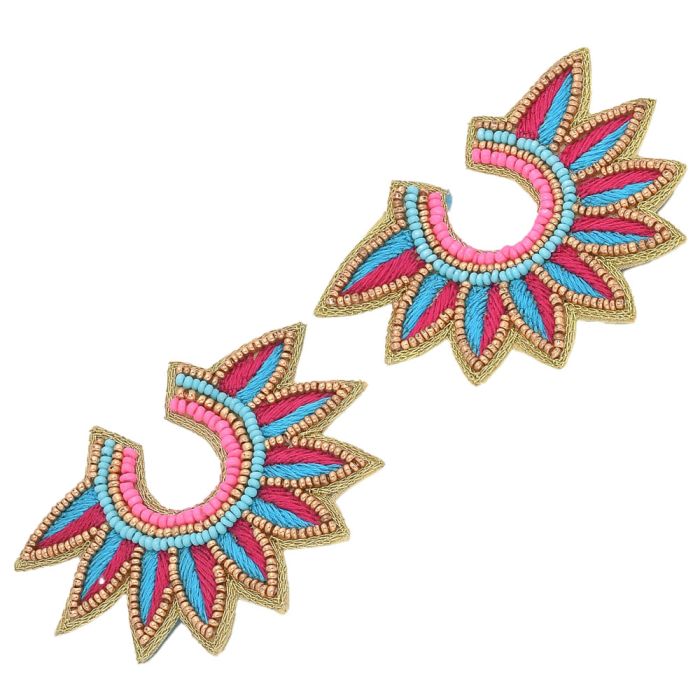 Handmade Colorful Beaded Earrings,Hoop Dangle Earrings, Bohemia Boho Tassel Earrings FER1016