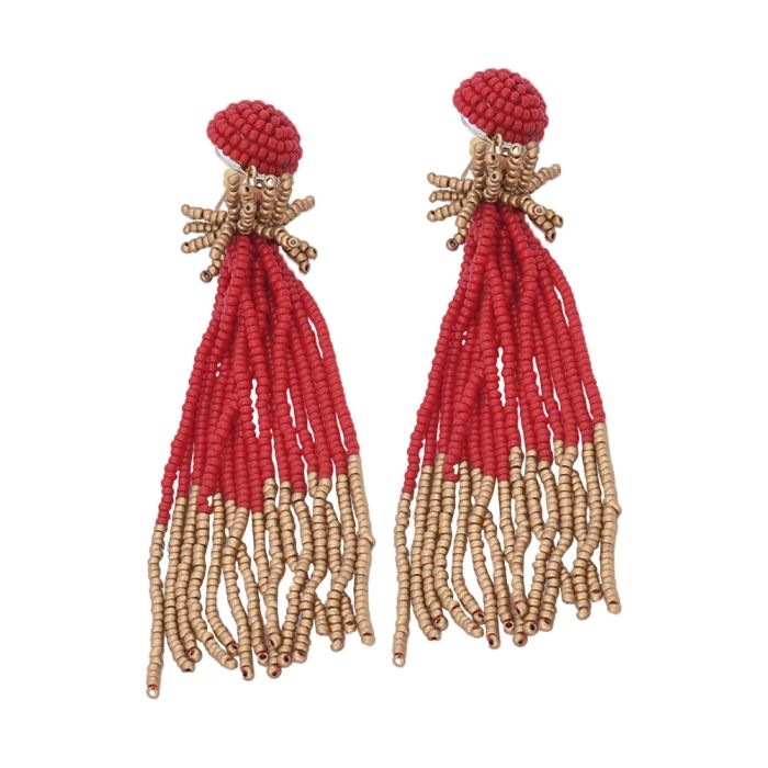 Handmade Colorful Beaded Earrings,Hoop Dangle Earrings, Bohemia Drops Earrings, Tassel Earrings FER1018