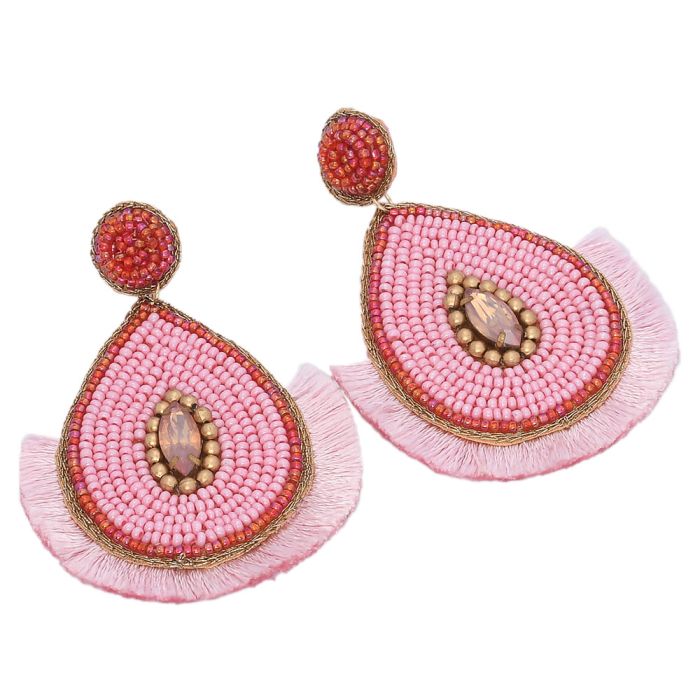 Handmade Colorful Beaded Earrings,Hoop Dangle Earrings, Bohemia Drops Earrings, Tassel Earrings FER1032