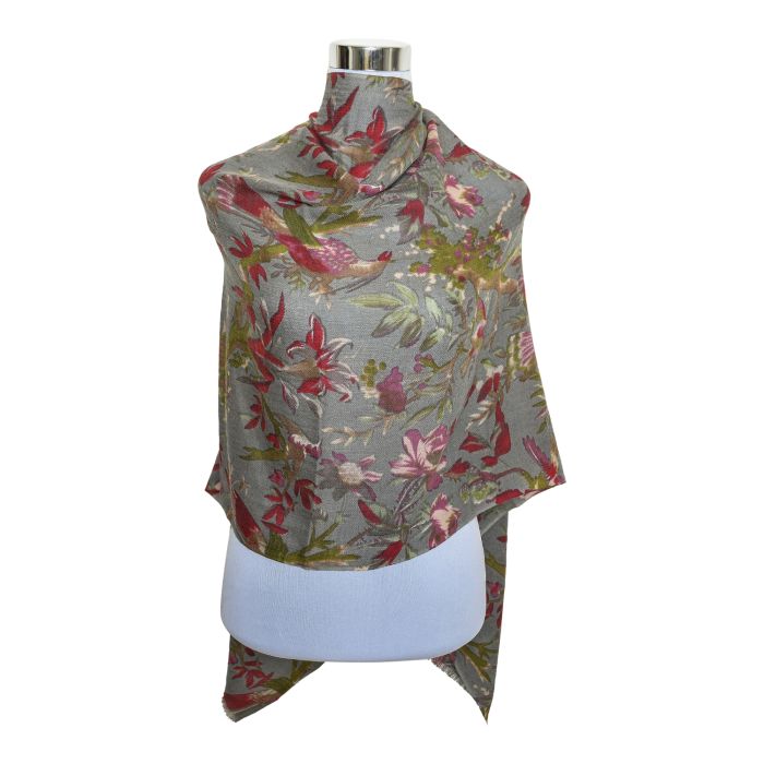 Premium Quality Printed Floral Scarf 100% Cashmere Wool Lightweight MWL302