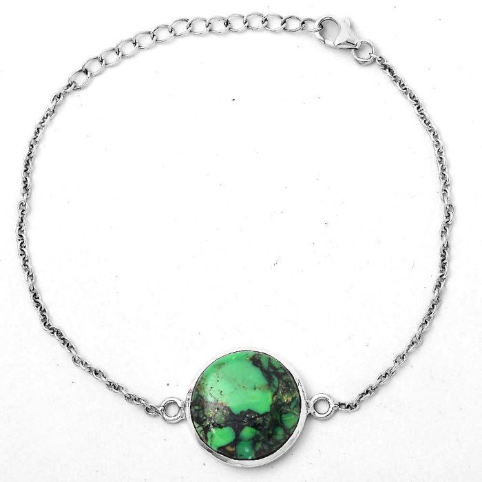 Natural Green Matrix Turquoise Bracelet SDB2803 B-1023, 17x17 mm