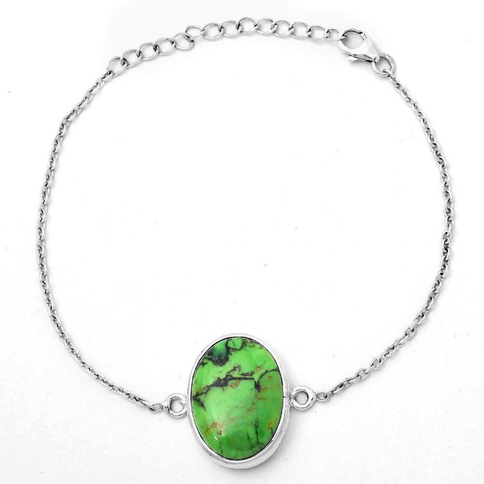 Natural Green Matrix Turquoise Bracelet SDB3003 B-1023, 15x20 mm