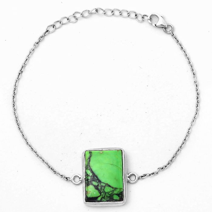 Natural Green Matrix Turquoise Bracelet SDB3035 B-1023, 14x19 mm