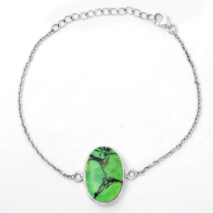Natural Green Matrix Turquoise Bracelet SDB3083 B-1023, 14x21 mm