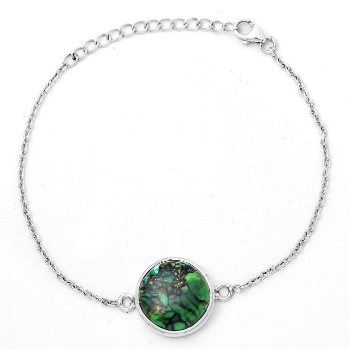 Natural Green Matrix Turquoise Bracelet SDB3085 B-1023, 15x15 mm