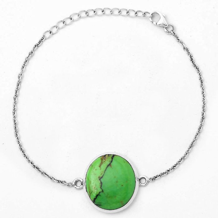 Natural Green Matrix Turquoise Bracelet SDB3125 B-1023, 18x20 mm