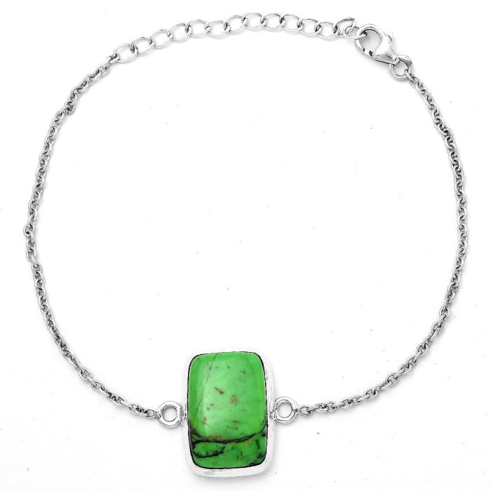 Natural Green Matrix Turquoise Bracelet SDB3183 B-1023, 11x17 mm