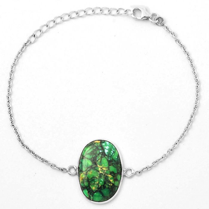 Natural Green Matrix Turquoise Bracelet SDB3411 B-1023, 16x22 mm