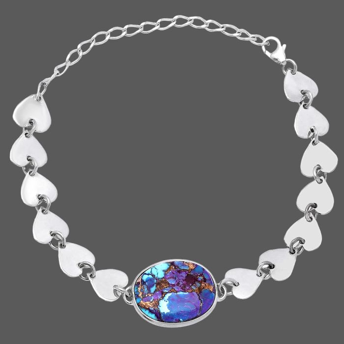 Valentine Gift Heart - Kingman Purple Dahlia Turquoise Bracelet SDB4734 B-1044, 15x19 mm