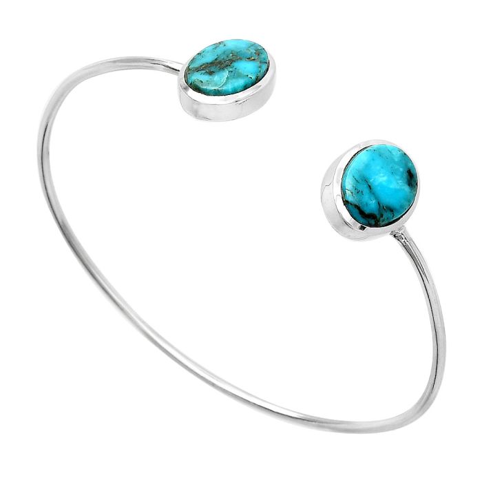 Natural Turquoise Morenci Mine Cuff Bangle Bracelet SDB5113 B-1004, 10x13 mm