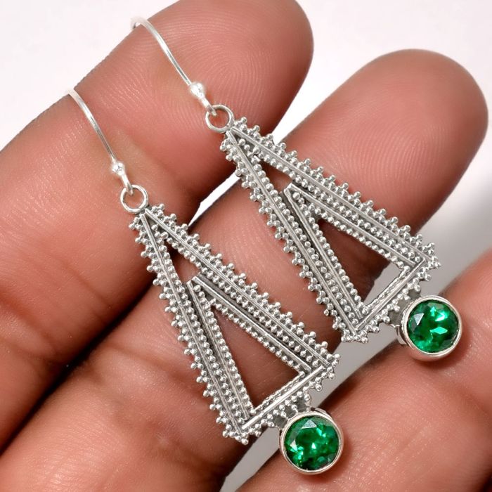 Artisan - Lab Created Green Tourmaline Earrings SDE17594 E-1168, 6x6 mm