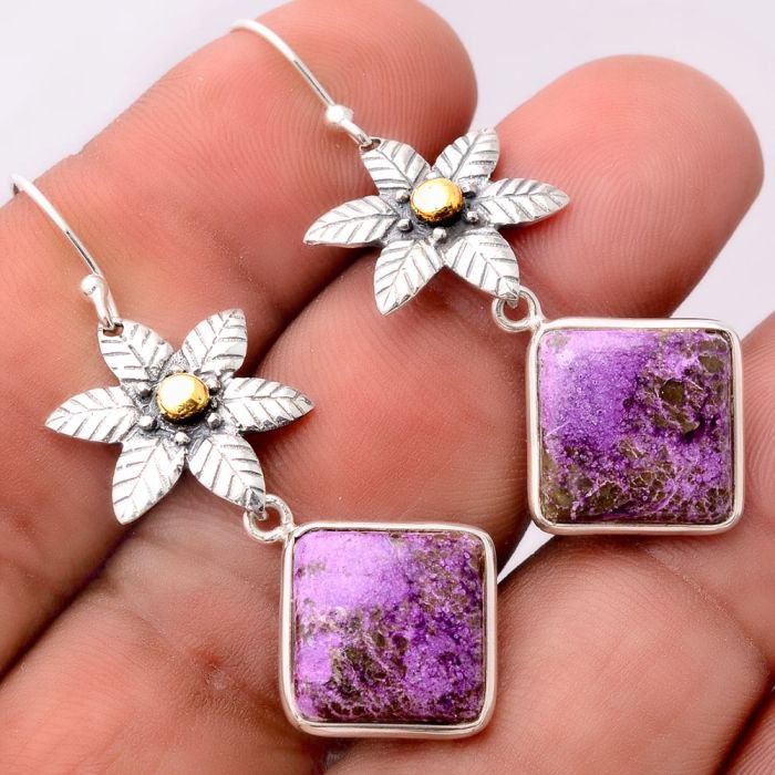Floral - Purpurite - South Africa Earrings SDE32701 E-1237, 13x13 mm