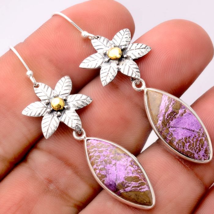 Floral - Purpurite - South Africa Earrings SDE32703 E-1237, 10x22 mm