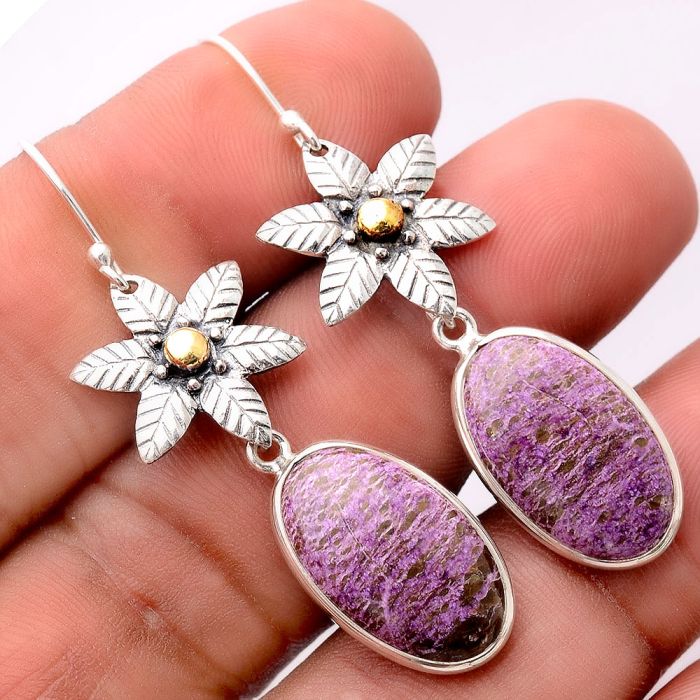 Floral - Purpurite - South Africa Earrings SDE32729 E-1237, 12x19 mm