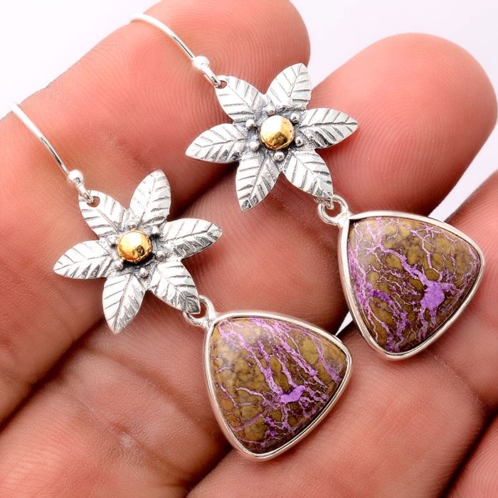 Floral - Purpurite - South Africa Earrings SDE32740 E-5173, 14x14 mm
