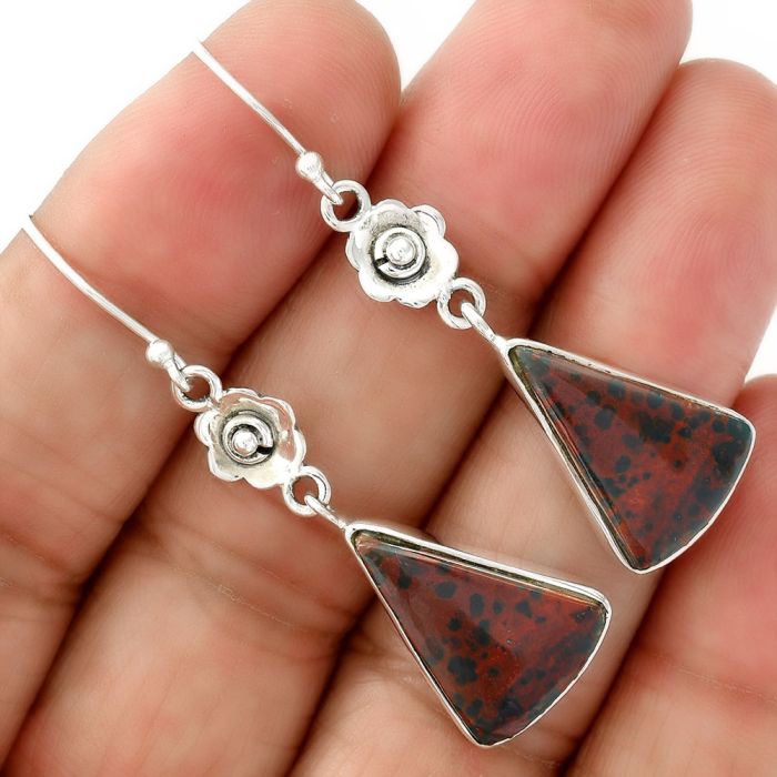 Natural Blood Stone - India Earrings SDE34579 E-5173, 13x18 mm