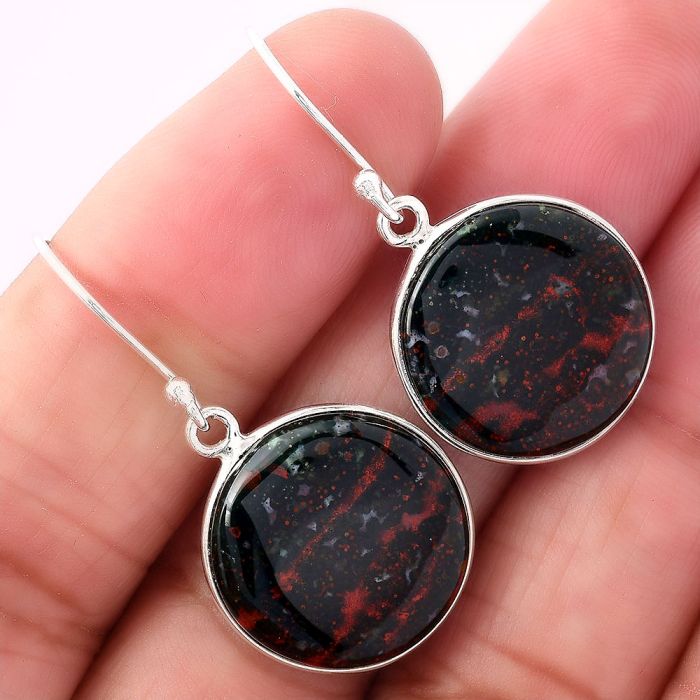 Natural Blood Stone - India Earrings SDE41031 E-1001, 17x17 mm