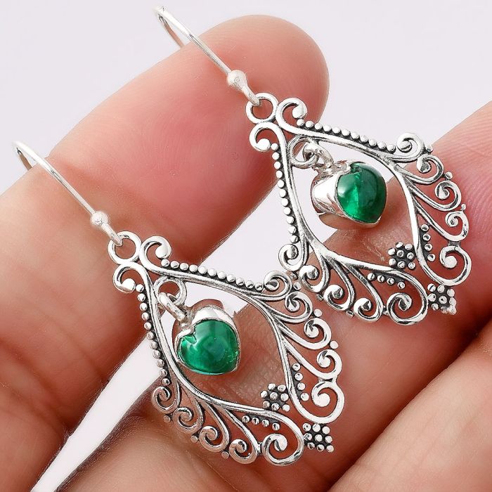 Heart Lab Created Emerald Earrings SDE41861 E-1075, 6x6 mm