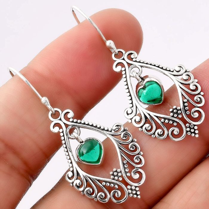 Heart Lab Created Emerald Earrings SDE41869 E-1075, 6x6 mm