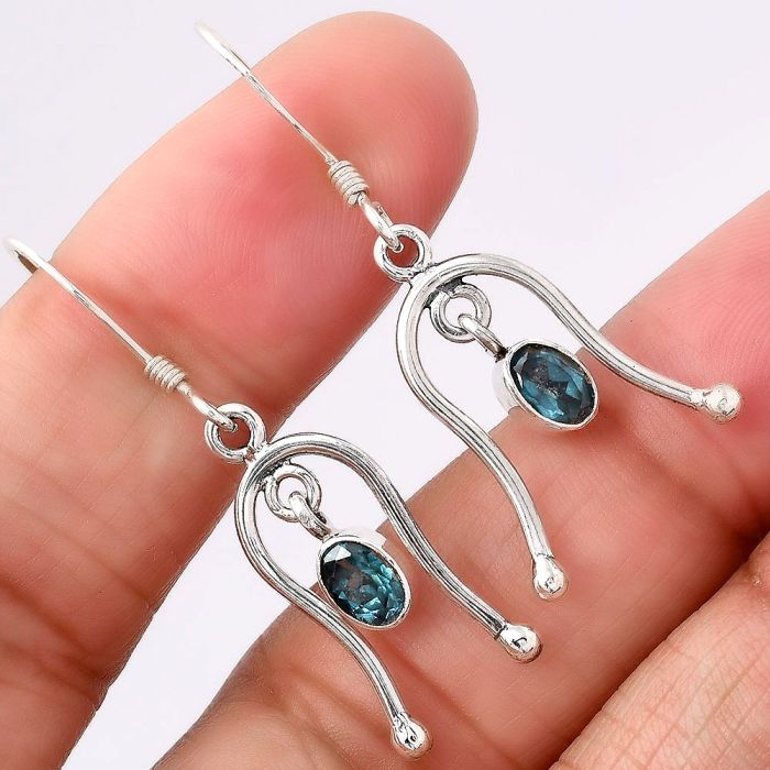 Lab Created London Blue Topaz Earrings SDE42216 E-1041, 4x6 mm