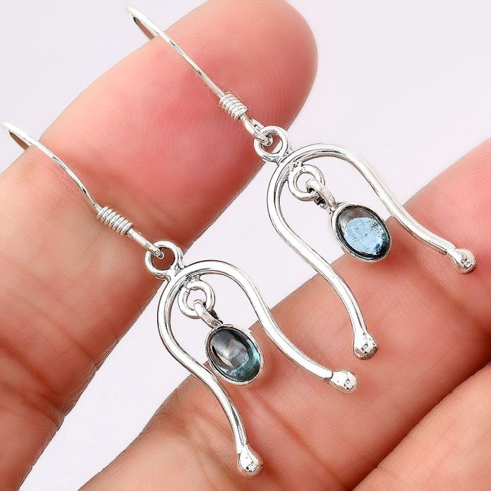 Lab Created London Blue Topaz Earrings SDE42238 E-1041, 4x6 mm