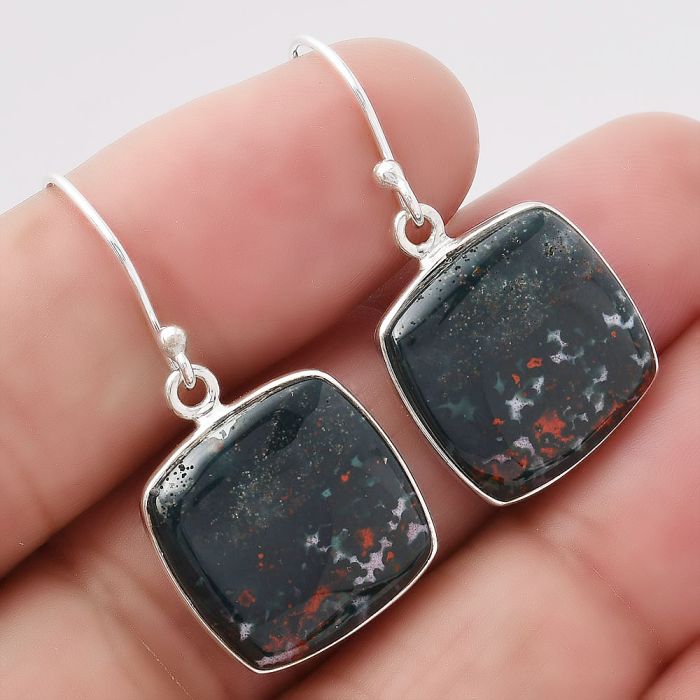 Natural Blood Stone - India Earrings SDE42748 E-1001, 16x16 mm