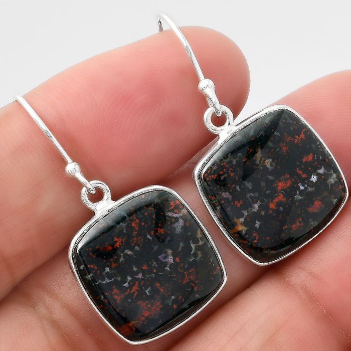 Natural Blood Stone - India Earrings SDE43339 E-1001, 16x16 mm