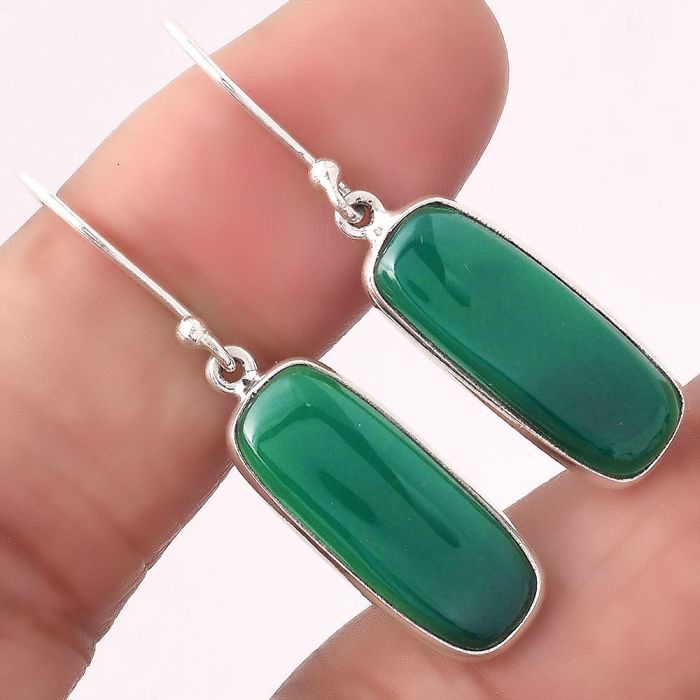 Natural Green Onyx Earrings SDE43813 E-1001, 8x20 mm