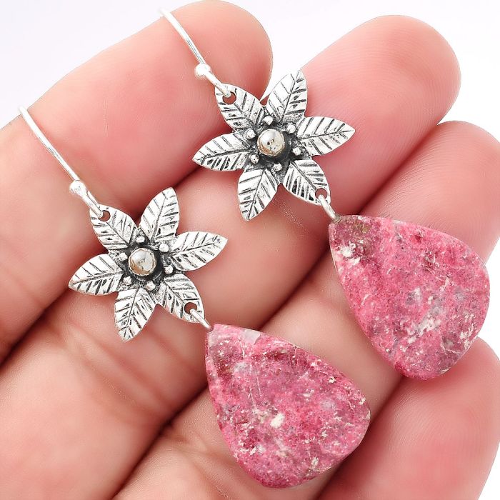 Southwest - Pink Thulite - Norway Earrings SDE52543 E-1237, 15x20 mm