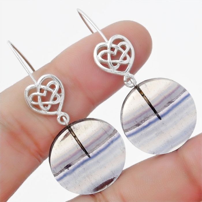 Celtic - Natural Multi Fluorite Earrings SDE57111 E-5149, 21x21 mm
