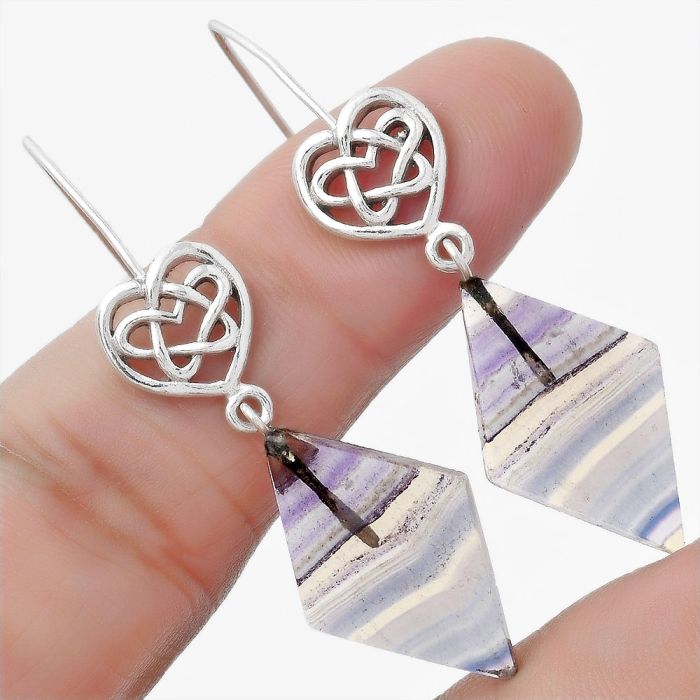 Celtic - Natural Multi Fluorite Earrings SDE57133 E-5149, 15x24 mm