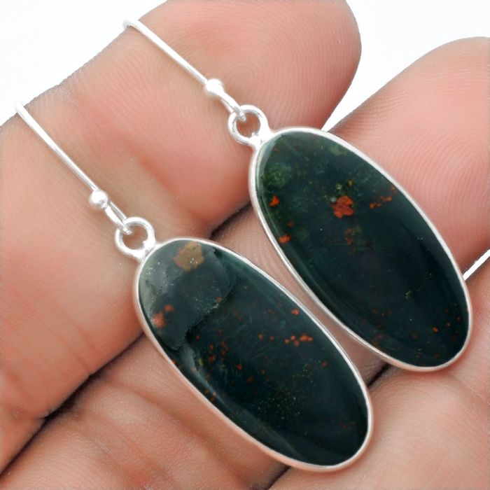 Natural Blood Stone - India Earrings SDE57244 E-1001, 12x26 mm