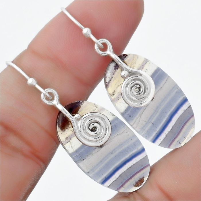 Spiral - Natural Multi Fluorite Earrings SDE57551 E-1137, 14x25 mm