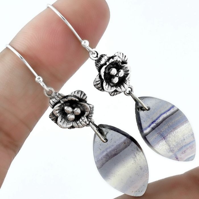 Floral - Natural Multi Fluorite Earrings SDE59637 E-1237, 13x25 mm
