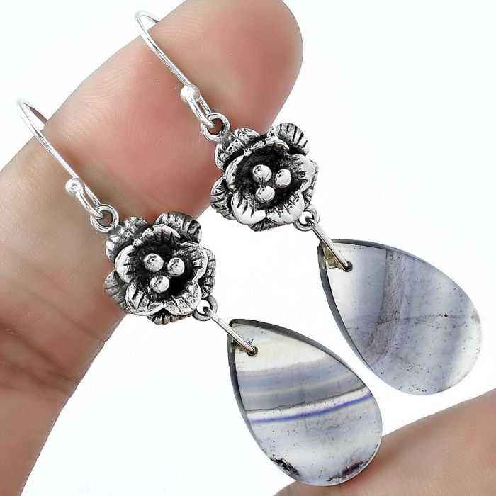Floral - Natural Multi Fluorite Earrings SDE59639 E-1237, 13x22 mm