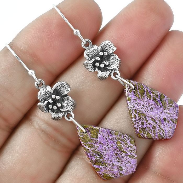 Floral - Purpurite - South Africa Earrings SDE59695 E-1237, 15x21 mm