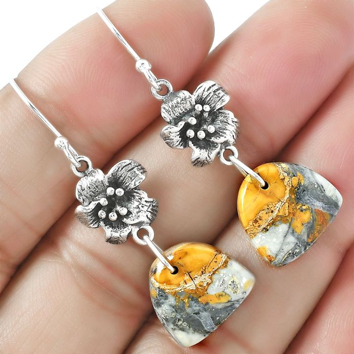 Floral - Maligano Jasper - Indonesia Earrings SDE59703 E-1237, 12x14 mm