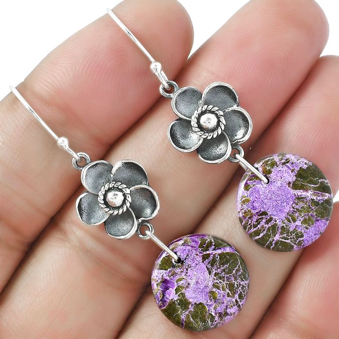 Floral - Purpurite - South Africa Earrings SDE59929 E-1237, 15x15 mm
