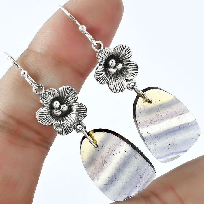 Floral - Natural Multi Fluorite Earrings SDE59994 E-1237, 15x23 mm