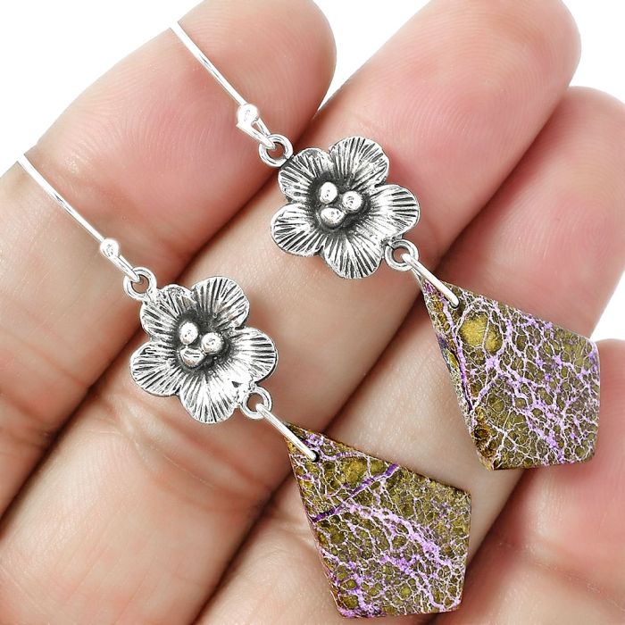 Floral - Purpurite - South Africa Earrings SDE59998 E-1237, 15x23 mm