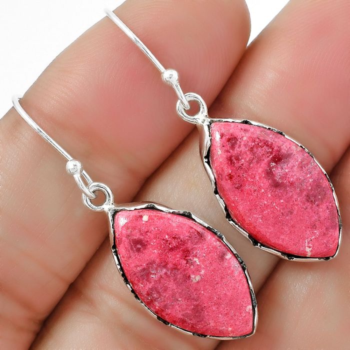 Natural Pink Thulite - Norway Earrings SDE60551 E-1113, 11x20 mm