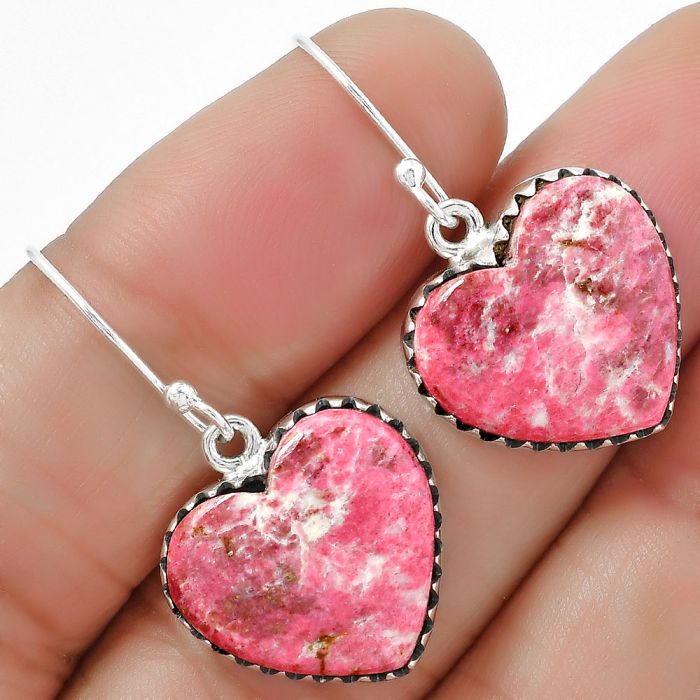 Natural Pink Thulite Earrings SDE60593 E-1113, 16x17 mm