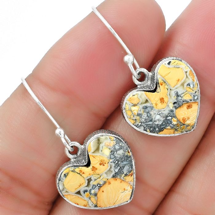 Valentine Gift Heart Maligano Jasper - Indonesia Earrings SDE60744 E-1022, 14x15 mm